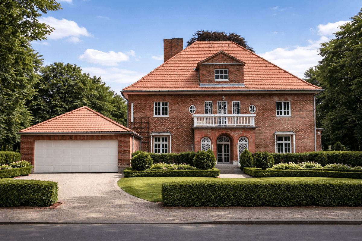 Moderne Stadtvilla mit Klinkerfassade und klarer Kubatur